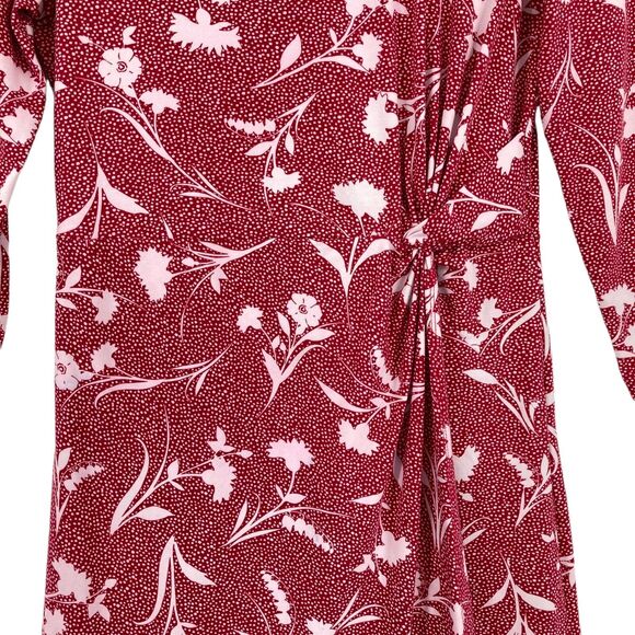 Lands' End Women's Red Pima Cotton Long Sleeve Side Knotted A-Line Dress Size XS - Picture 3 of 12